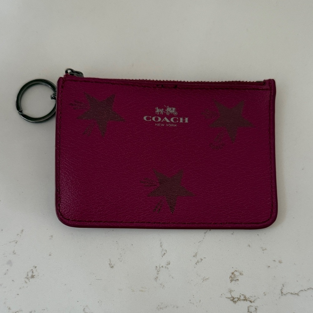 Coach Magenta Star Print Card Holder
